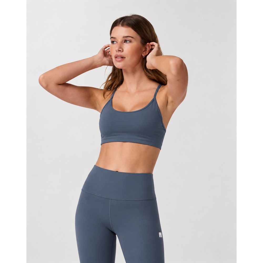 Vuori Yosemite Sports Bra Blue Charcoal Strappy Racerback Yoga Top Small